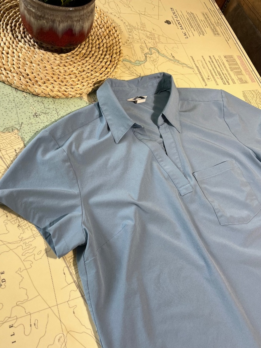 Eddie Bauer Baby Blue Collared Golf Tee Shirt